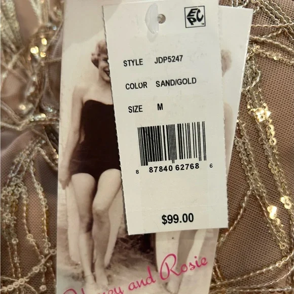 Juniors Honey and Rosie Fringe Sequin One-Shoulder Bodycon Midi Dress - Picture 12 of 12